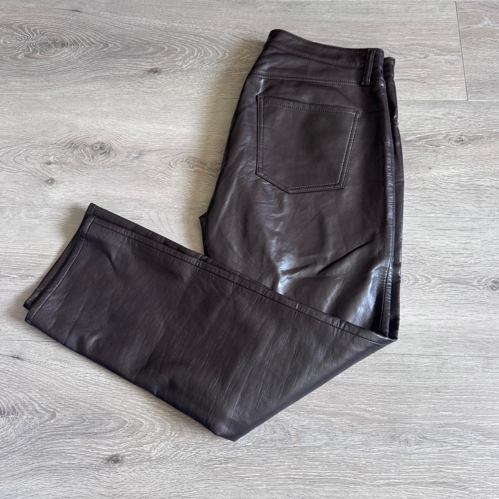 Citizens of Humanity Jolene Brown Recycled Leather Straight Leg Pants Sz 28 or 6
